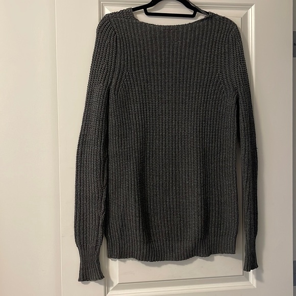 Cozy Grey V Neck Sweater - Picture 2 of 4